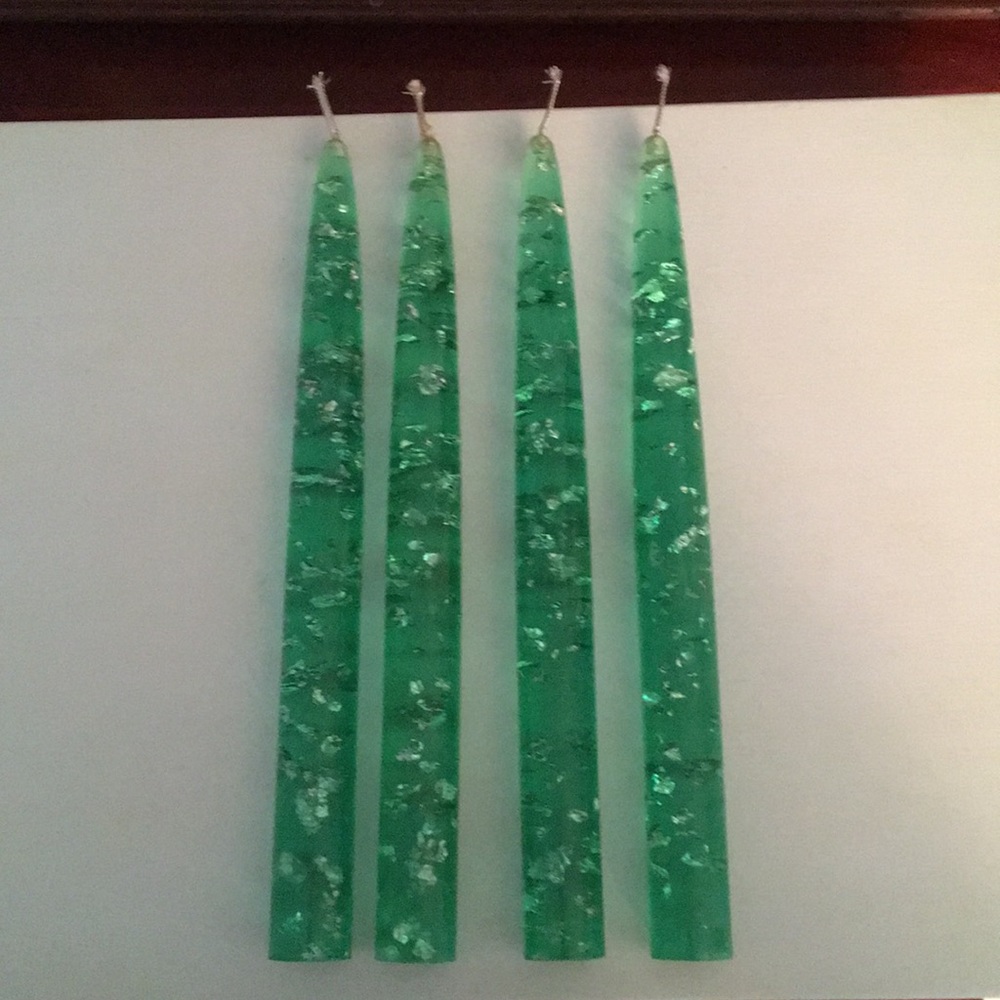 Four green faux candles SOLD but can't delete